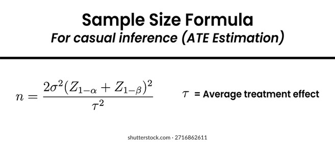Uma fórmula matemática usada em estatística para calcular o tamanho de amostra necessário para inferência causal, especificamente para estimar o Efeito Médio do Tratamento (ATE).