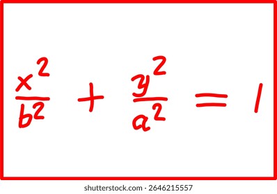 fórmula matemática da equação de elipse vertical. geometria analítica, elipse e hipérbole