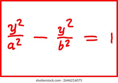 mathematical formula of vertical hyperbola equation. analytical geometry, ellipse and hyperbola