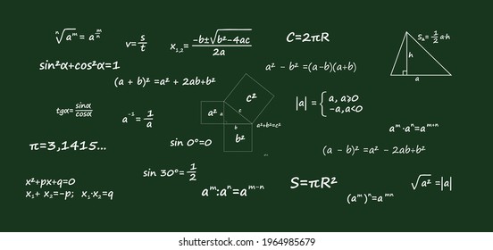 Mathematical formulas for algebra on the blackboard	
