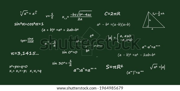 Mathematical Formulas Algebra On Blackboard Stock Vector (Royalty Free ...