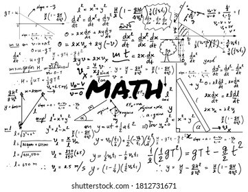 Fórmulas matemáticas dibujadas a mano sobre el fondo