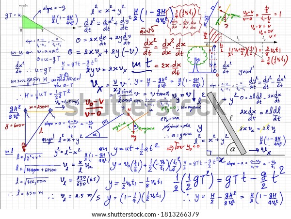 Mathematical Formulas Drawn By Hand On Stock Vector (Royalty Free ...