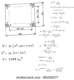 Mathematical formulas and graphs sketched - vector illustration