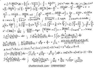 Mathematical formulas. Handwritten on a white background. 