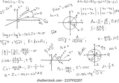mathematical formulas, scientific schemes. vector