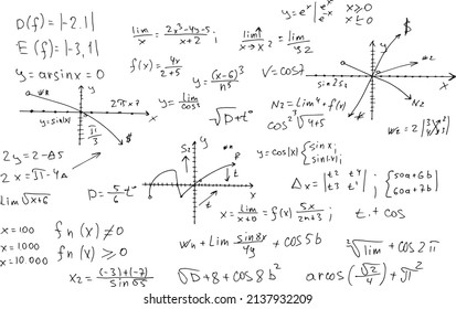 mathematische Formeln, wissenschaftliche Schemata. Vektorgrafik