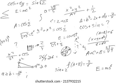 mathematical formulas, scientific schemes. vector