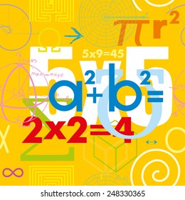 Mathematical formulas and symbols. Seamless vector pattern