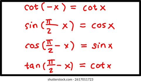 mathematical formulas, trigonometric functions, Some equations or identities that apply to trigonometric functions, basic calculus