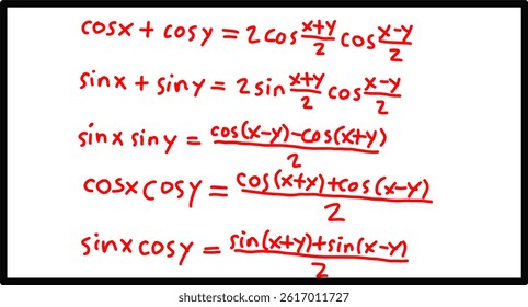mathematical formulas, trigonometric functions, Some equations or identities that apply to trigonometric functions, basic calculus