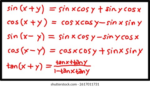mathematical formulas, trigonometric functions, Some equations or identities that apply to trigonometric functions, basic calculus
