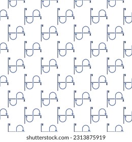 Mathematical Function or Graph vector Analysis Curve concept seamless pattern in outline style