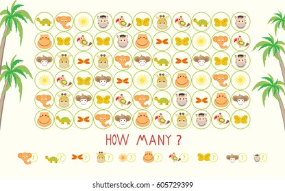 Mathematical game calculate animals vector illustration