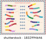 Mathematical game. Connect examples and beads.