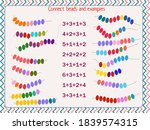 Mathematical game. Connect examples and beads.
