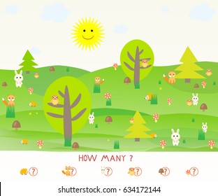 Mathematical game find and count beasts vector