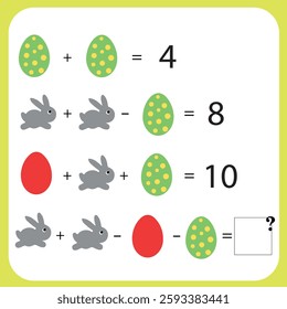Mathematical game for preschool. Easter holiday game.