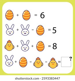 Mathematical game for preschool. Easter holiday game.