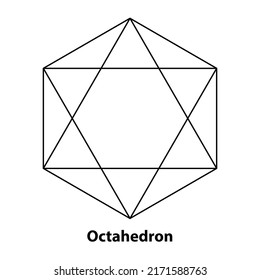 Mathematical geometric figures such as octahedron, vector out line