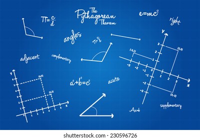 Mathematical Geometry Signs On Blueprint Background