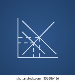 Mathematical graph line icon for web, mobile and infographics. Vector light blue icon isolated on blue background.