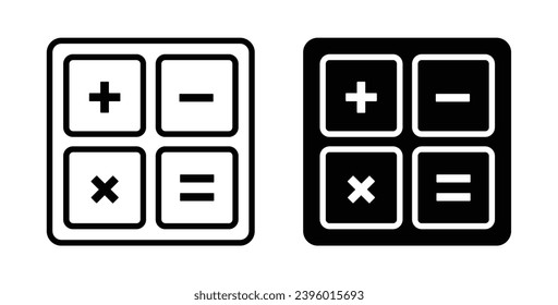 mathematical icon. math calculation like addition, division, subtraction, multiplication, plus minus button symbol set. mathematical calculator  education vector line logo