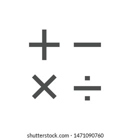 Mathematical icons isolated on white background. Math symbol modern, simple, vector, icon for website design, mobile app, ui. Vector Illustration