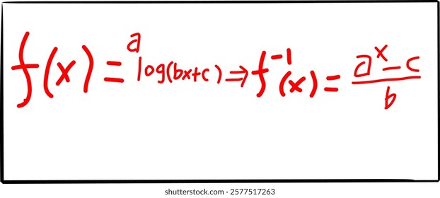 mathematical inverse function formula, in Doodle style