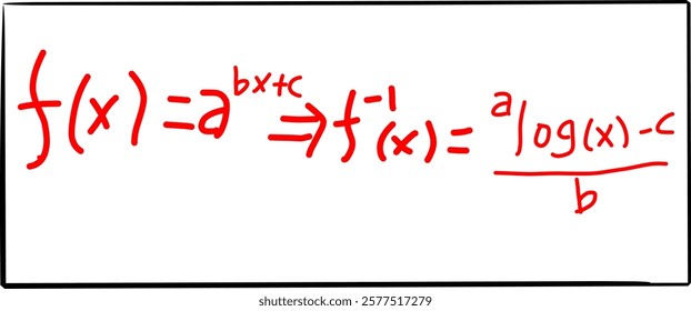 mathematical inverse function formula, in Doodle style