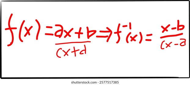 mathematical inverse function formula, in Doodle style