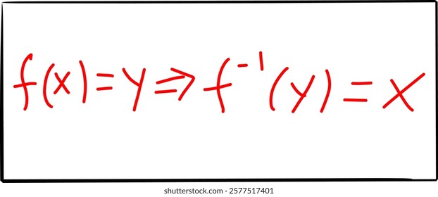 mathematical inverse function formula, in Doodle style