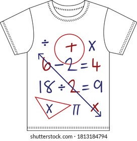 mathematical maths day numbers and  geometric symbols vector illustration boy tee