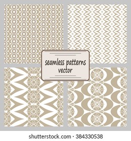 Mathematical monochrome vector pattern. Vector monochrome geometric ornaments for wallpaper, pattern fills, web page background, surface textures. Sepia texture. A set of 4 patterns