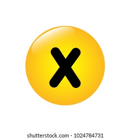 Mathematical multiplication icon on the yellow button