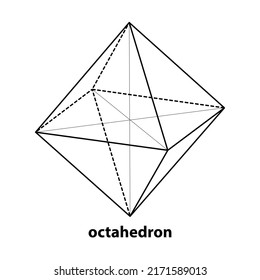 mathematical octahedron figure. Illustration in flat style. vector outline