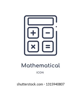 mathematical operations icon from technology outline collection. Thin line mathematical operations icon isolated on white background.