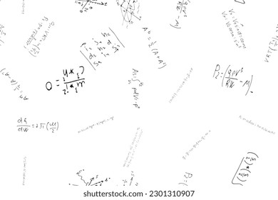 mathematical, physical, algebraic formulas and expressions. The scientific, vector background is hand-drawn on a white board..