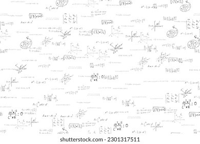 mathematical, physical, algebraic formulas and expressions. The scientific, vector background is hand-drawn on a white board..