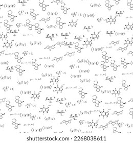 mathematical, physical, chemical formulas and expressions. scientific, educational background. Vector drawn by hand..