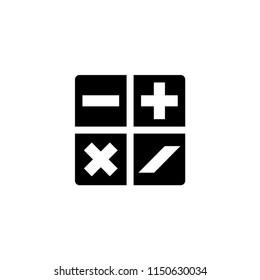 Mathematical Plus, Minus, Multiplication, Division. Flat Vector Icon illustration. Simple black symbol on white background. Mathematical Plus, Minus sign design template for web and mobile UI element