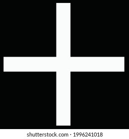 Mathematical plus sign in white on a black background in the form of a rectangle