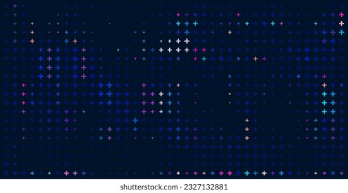 Mathematical Plus Symbols Pattern. Math Design Elements Background. Medical Tech Background. Vector Illustration.