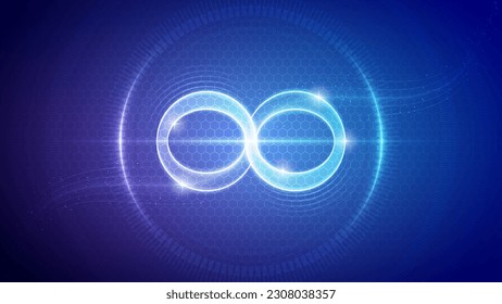 Mathematical Potential Infinity Symbol Futuristic Hologram Neon Glow Translucent Backdrop Background Illustration