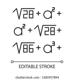Mathematical problem linear icon. Math puzzle. Mental exercise. Recreational mathematics. Ingenuity test. Thin line illustration. Contour symbol. Vector isolated outline drawing. Editable stroke
