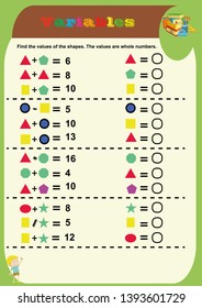 Mathematical puzzle game. Learning mathematics, tasks for addition for preschool children. worksheet for preschool kids.Learning mathematics, tasks for addition for preschool children. 
