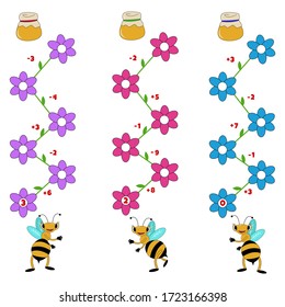 Mathematical puzzle game. Solve the task. Worksheet. Learning mathematics. Tasks for addition for preschool children.