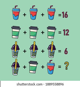Mathematical puzzles. Count numbers. Mathematic riddle for the mind. Riddle with numbers. Educational math game. Vector.
