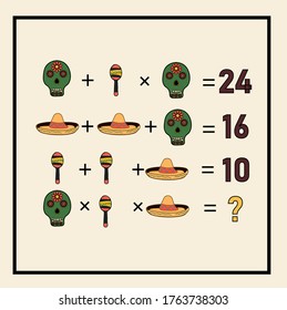 Mathematical puzzles. rebus for children and adults. count numbers. Mathematic riddle for the mind. Riddle with numbers. Vector