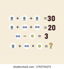 Mathematical puzzles. rebus for children and adults. count numbers. Mathematic riddle for the mind. Riddle with numbers. Vector
